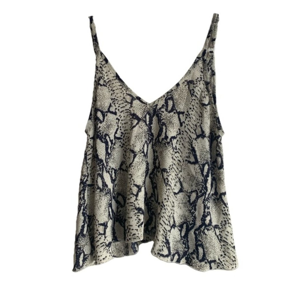 Tobi Grey V-Neck Flowy Snakeskin / Python Tank Top - image 1